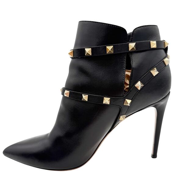 Valentino Garavani Rockstud Ankle Boots Black Leather Stud High Heel EU 40 US 10 - Picture 4 of 15